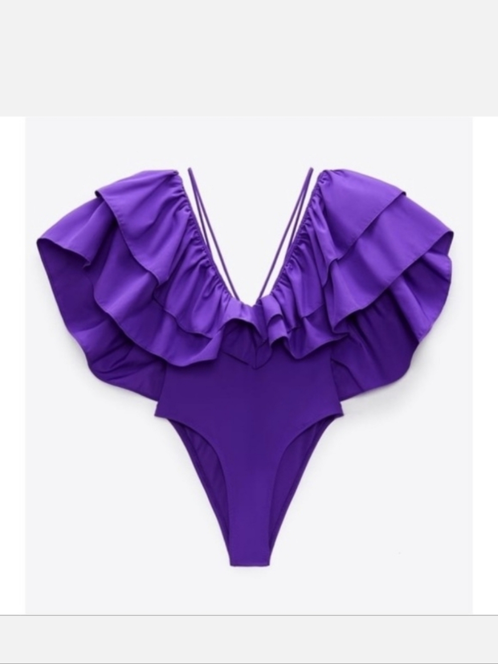 Zara Purple Ruffle One-Piece Swimsuit - Picture 4 of 4